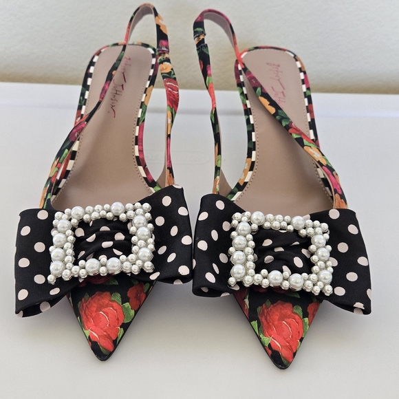 Betsey Johnson Shoes - Betsey Johnson Floral Heels with Pearl Bow